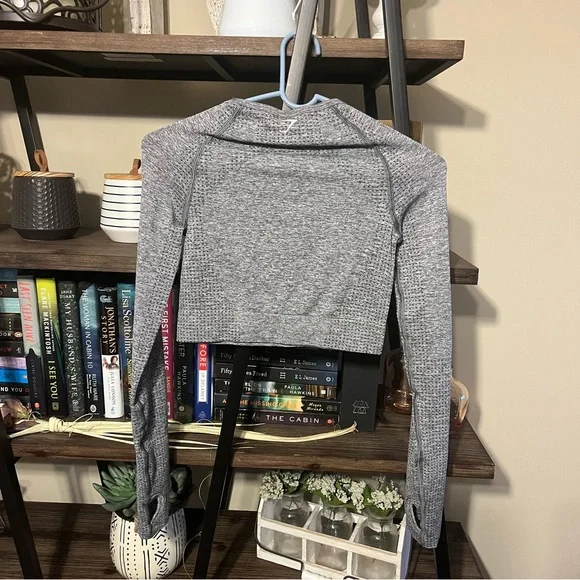 Gymshark Cropped Long Sleeve Size XS Grey - Picture 4 of 5